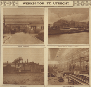 870361 Collage van 4 foto's betreffende de werkplaatsen van de rijtuigenfabriek Werkspoor te Zuilen.